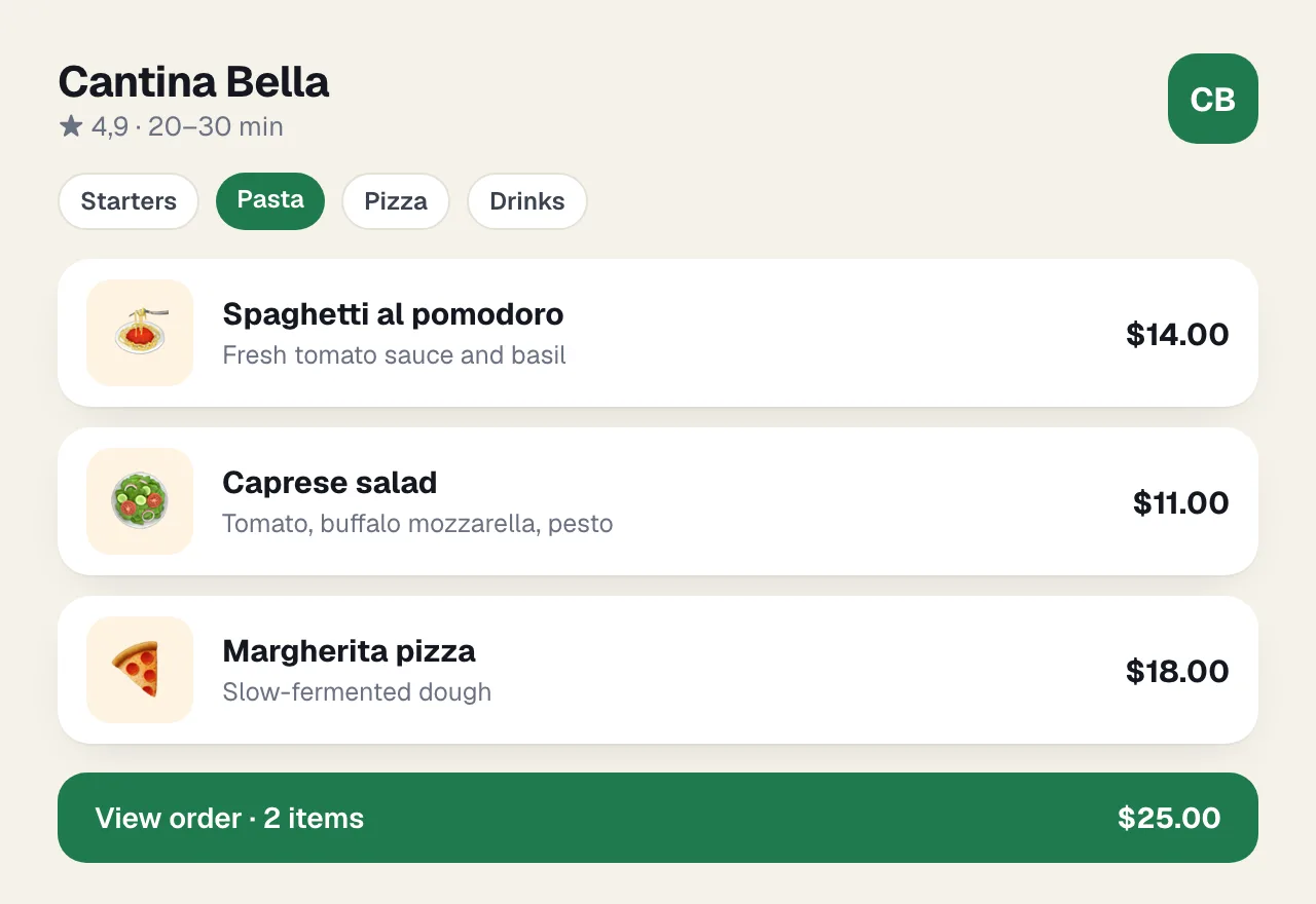 Digital menu