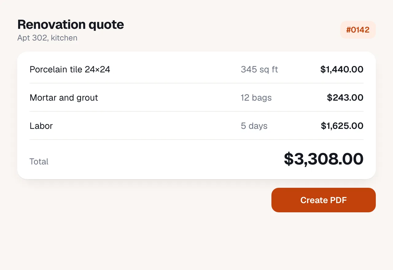 Renovation quote