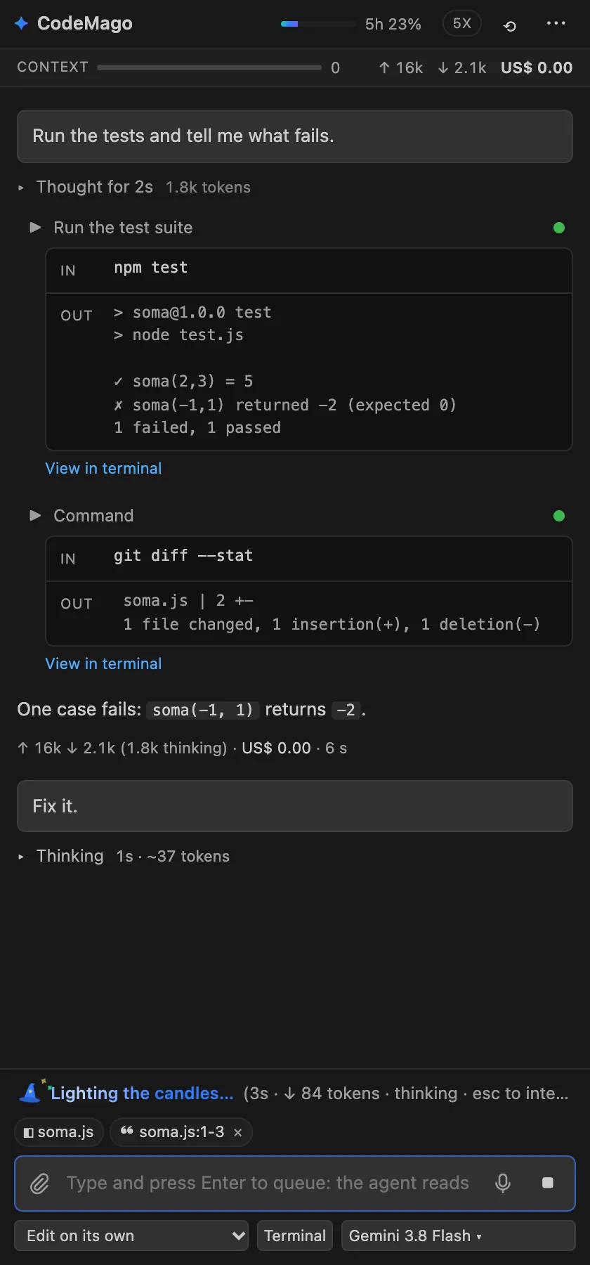 Commands with input and output, and the thinking time