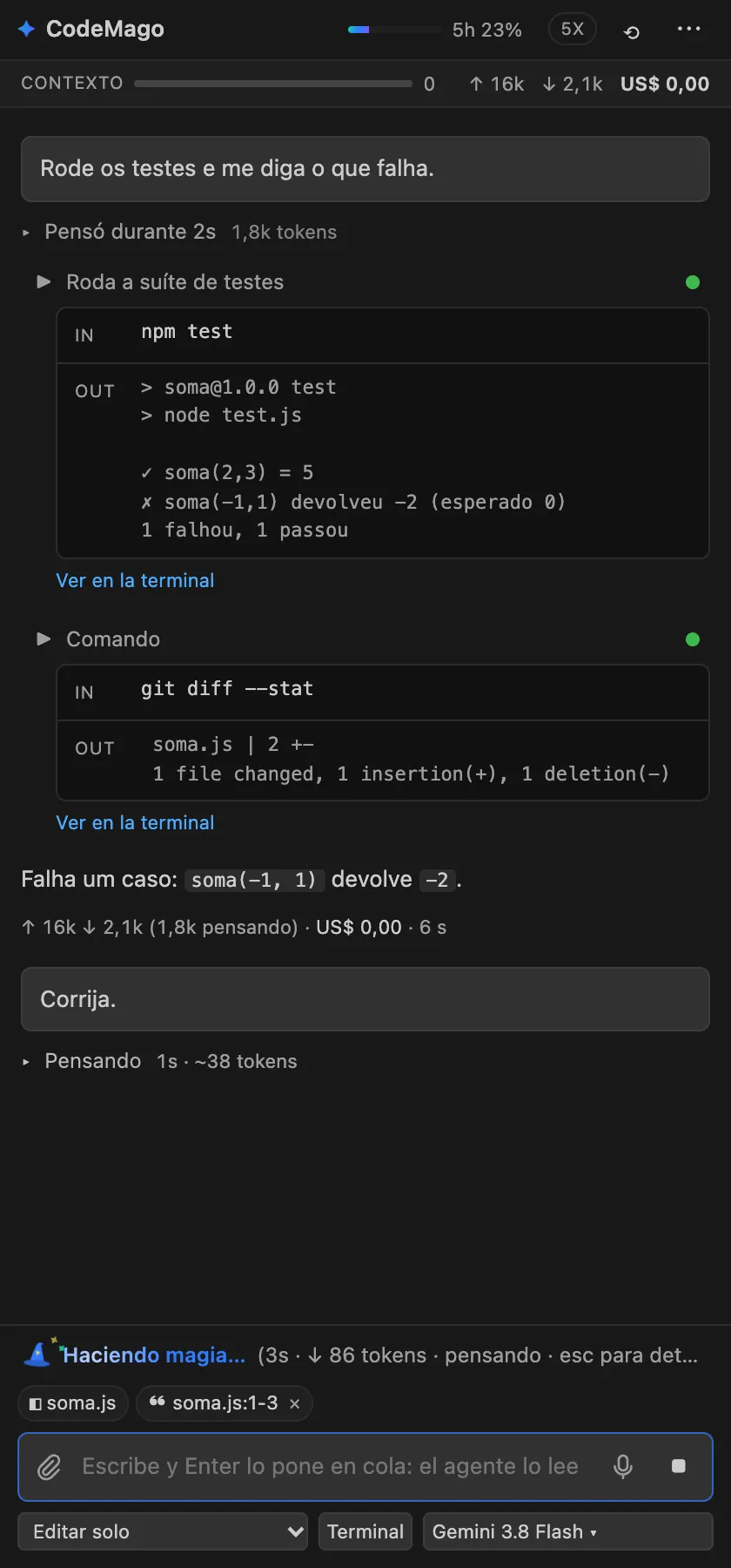 Comandos con entrada y salida, y el tiempo de razonamiento