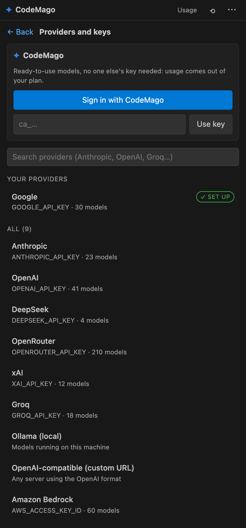 Providers and keys